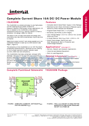 ISL8200MIRZ datasheet - Complete Current Share 10A DC/DC Power Module