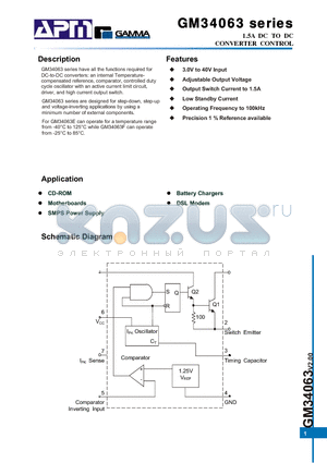 GM34063S8R datasheet - 1.5A DC TO DC CONVERTER CONTROL