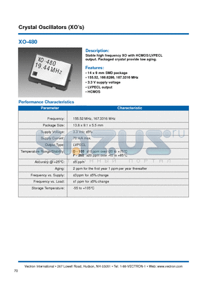 XO-480-DFD-205A-155.52 datasheet - Crystal Oscillators