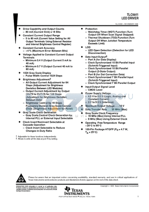 TLC5911PZP datasheet - LED DRIVER