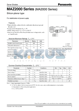 MAZ20750A datasheet - Silicon planar type