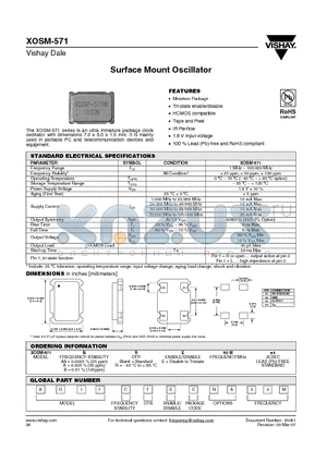 XO17DRFH6012M288 datasheet - Surface Mount Oscillator