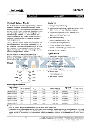 ISL88031IU8EAZ datasheet - Quintuple Voltage Monitor