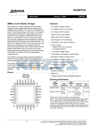 ISL88731AHRZ-T datasheet - SMBus Level 2 Battery Charger