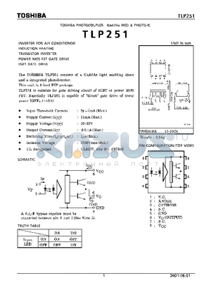 TLP251 datasheet - INVERTER FOR AIR CONDITIONOR INDUCTION HEATING