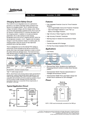ISL9212A datasheet - Charging System Safety Circuit