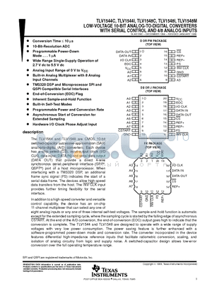 TLV1544 datasheet - LOW-VOLTAGE 10-BIT ANALOG-TO-DIGITAL CONVERTERS WITH SERIAL CONTROL AND 4/8 ANALOG INPUTS