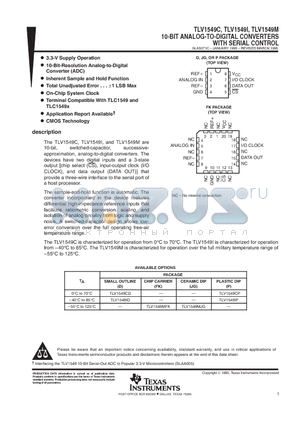 TLV1549IPE4 datasheet - 10-BIT ANALOG-TO-DIGITAL CONVERTERS WITH SERIAL CONTROL