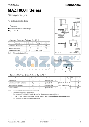 MAZT082H datasheet - ESD Diodes Silicon planar type