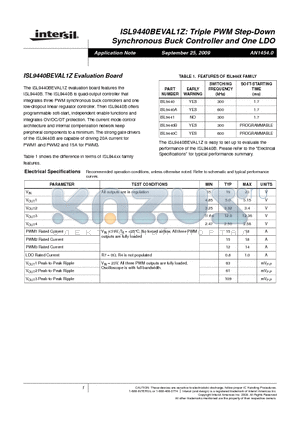 ISL9440BEVAL1Z datasheet - Triple PWM Step-Down Synchronous Buck Controller and One LDO