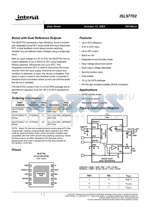 ISL97702 datasheet - Boost with Dual Reference Outputs