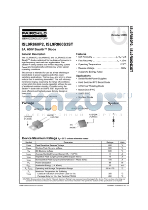 ISL9R860P2_09 datasheet - 8A, 600V Stealth Diode