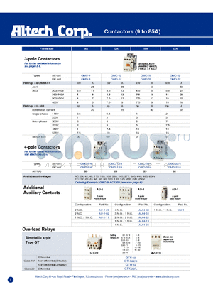 GMC-800MC datasheet - Contactors (9 to 85A) Frame size