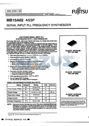 MB15A02PF datasheet - SERIAL INPUT PLL FREQUENCY SYNTHESIZER
