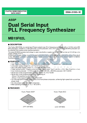 MB15F02LPFV1 datasheet - Dual Serial Input PLL Frequency Synthesizer