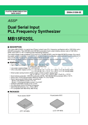 MB15F02SLPFV1 datasheet - Dual Serial Input PLL Frequency Synthesizer