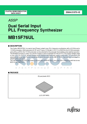 MB15F76UL_02 datasheet - Dual Serial Input PLL Frequency Synthesizer