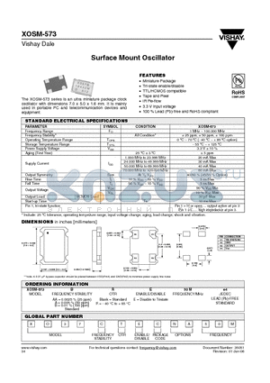 XO37CRFANA40M datasheet - Surface Mount Oscillator