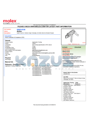 TM-638000029JP datasheet - Hand Tool for 1.20mm Crimp Terminals, 30 AWG Wire for Reeled Product