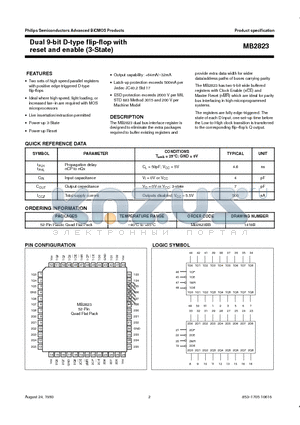 MB2823 datasheet - Dual 9-bit D-type flip-flop with reset and enable 3-State