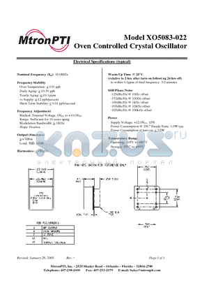 XO5083 datasheet - Oven Controlled Crystal Oscillator