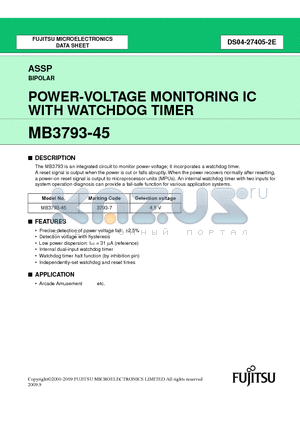 MB3793-45PNF datasheet - POWER-VOLTAGE MONITORING IC WITH WATCHDOG TIMER