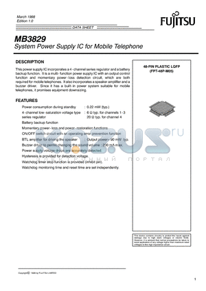 MB3829 datasheet - System Power Supply IC for Mobile Telephone