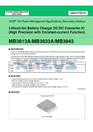 MB3843PFV datasheet - Lithium Ion Battery Charger DC/DC Converter IC (High Precision with Constant-current Function)