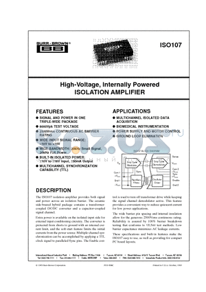 ISO107 datasheet - High-Voltage, Internally Powered ISOLATION AMPLIFIER