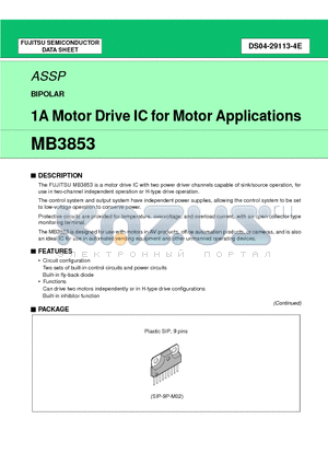 MB3853 datasheet - 1A Motor Drive IC for Motor Applications