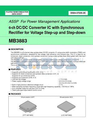 MB3883PV datasheet - 6-ch DC/DC Converter IC With Synchronous Rectification for voltage step-up and step-down