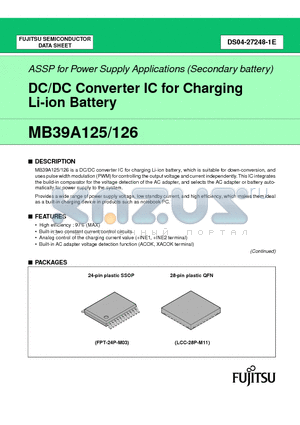 MB39A126PFV datasheet - DC/DC Converter IC for Charging Li-ion Battery