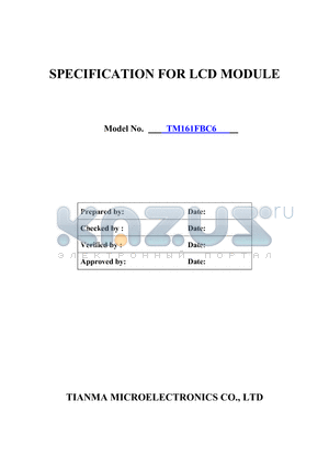 TM161FBC6 datasheet - SPECIFICATION FOR LCD MODULE
