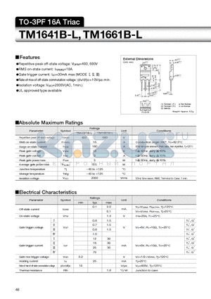TM1641B-L datasheet - TO-3PF 16A Triac