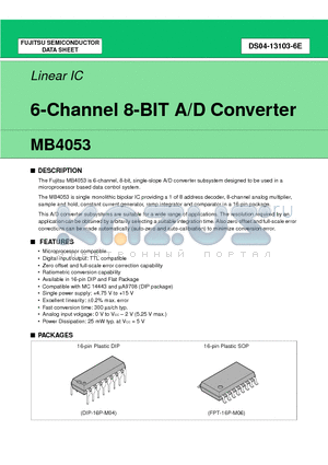 MB4053 datasheet - 6-Channel 8-BIT A/D Converter