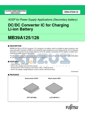 MB39A125WQN datasheet - DC/DC Converter IC for Charging Li-ion Battery