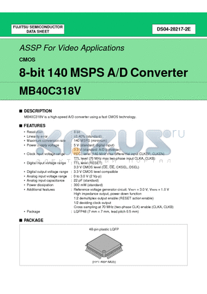 MB40C318V datasheet - 8-bit 140 MSPS A/D Converter