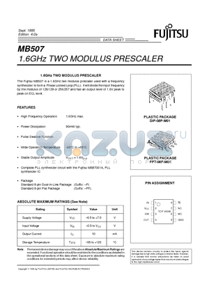 MB507 datasheet - 1.6GHz TWO MODULUS PRESCALER