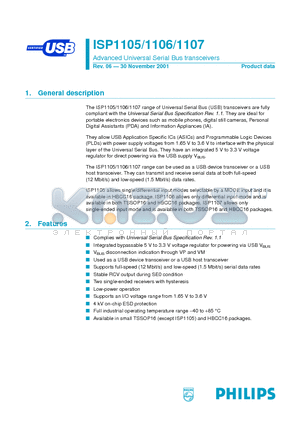 ISP1106DH datasheet - Advanced Universal Serial Bus transceivers