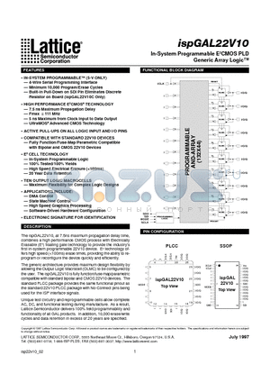 ISPGAL22V10C-15LJI datasheet - In-System Programmable E2CMOS PLD