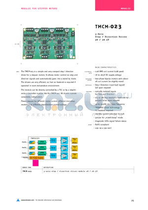 TMCM-023 datasheet - 3-Axis Step/Direction Driver 2A/28.5V