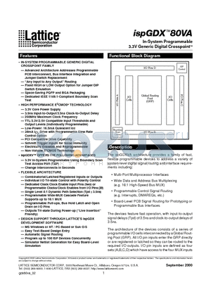 ISPGDX80VA-7T100 datasheet - In-System Programmable 3.3V Generic Digital CrosspointTM