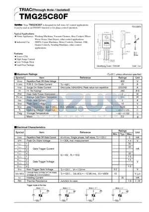 TMG25C80F datasheet - TRIAC(Through Hole / Isolated)