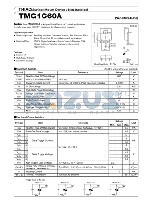 TMG1C60A datasheet - TRIAC(Surface Mount Device/Non-isolated)