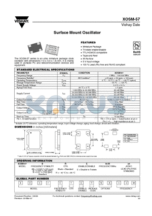 XO57CTEHNA40M datasheet - Surface Mount Oscillator