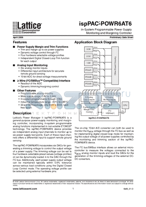 ISPPAC-POWR6AT6-01N32I datasheet - In-System Programmable Power Supply Monitoring and Margining Controller