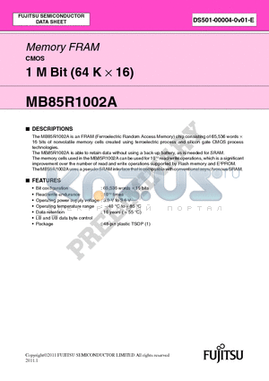 MB85R1002A datasheet - Memory FRAM CMOS 1 M Bit (64 K x 16)