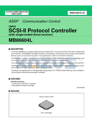 MB86604LPFV datasheet - SCSI-II Protocol Controller (with single-ended driver/receiver)