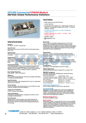 GPC200 datasheet - 200 Watt Global Performance Switchers