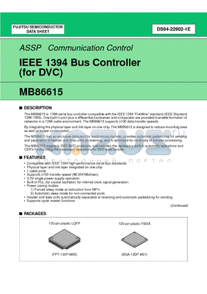 MB86615PFV datasheet - IEEE 1394 Bus Controller (for DVC)